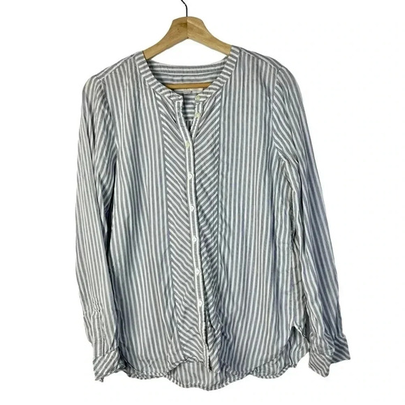 Ann Taylor LOFT Blue & White Mixed Stripe Long Sleeve Button Down S - Picture 1 of 3
